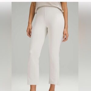 Lululemon Cream Softstreme Ribbed High Rise Crop Flare Pants 4 Zip Ankle Legging
